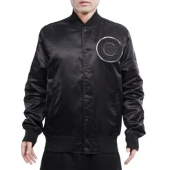 Chicago Cubs Pro Standard Triple Black On Black Satin Jacket