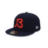 Chicago Bears Men's Navy Flatbill Hat With Script "B" Logo. -Hockey Store 10880753 59FIFTY NFLONFIELD CHIBEA B GSH 3QL
