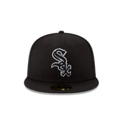 Chicago White Sox Logo Black/Black White Outline New Era 59FIFTY Fitted Hat -Hockey Store 11941974 59FIFTY MLBBASICFITTED CHIWHI BLKBLK F