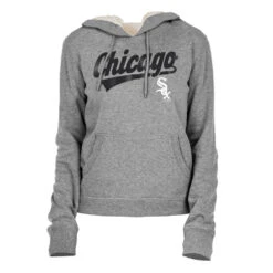 NEW ERA Chicago White Sox Script Chicago Logo Sherpa Lining Grey Pullover Women's Hoodie