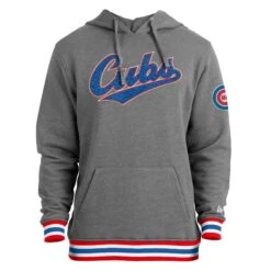 NEW ERA Chicago Cubs Script Grey Hoodie