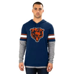 NEW ERA Chicago Bears Double Layered Striped Sleeve Hoody -Hockey Store 13118017NE94058MNVHG30523BE00CHIBEAFRONTM