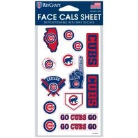 Chicago Cubs Face Cals 4" X 7" Sheet - Skin Safe Face Stickers