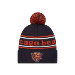 NEW ERA Chicago Bears Navy OTC Stripes Patch Pom Knit Hat