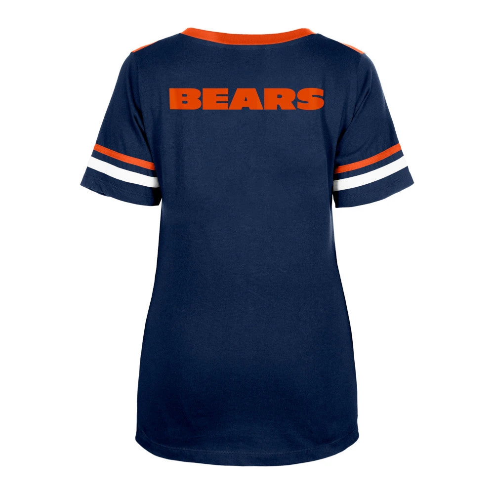 Chicago Bears Women's New Era Navy V-Neck Colorblock Tee 4 Chicago Bears Women's New Era Navy V-Neck Colorblock Tee - Image 2