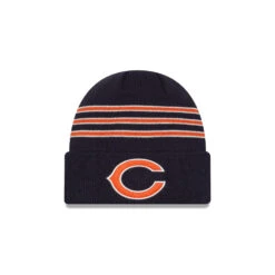 NEW ERA Chicago Bears Navy Striped Retro Cuffed Knit Hat