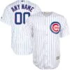 Custom Chicago Cubs Majestic Home Pinstripe Men's Replica Jersey -Hockey Store Any Name Cubs Majestic Home Jersey Front Back