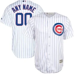 Custom Chicago Cubs Majestic Home Pinstripe Men's Replica Jersey