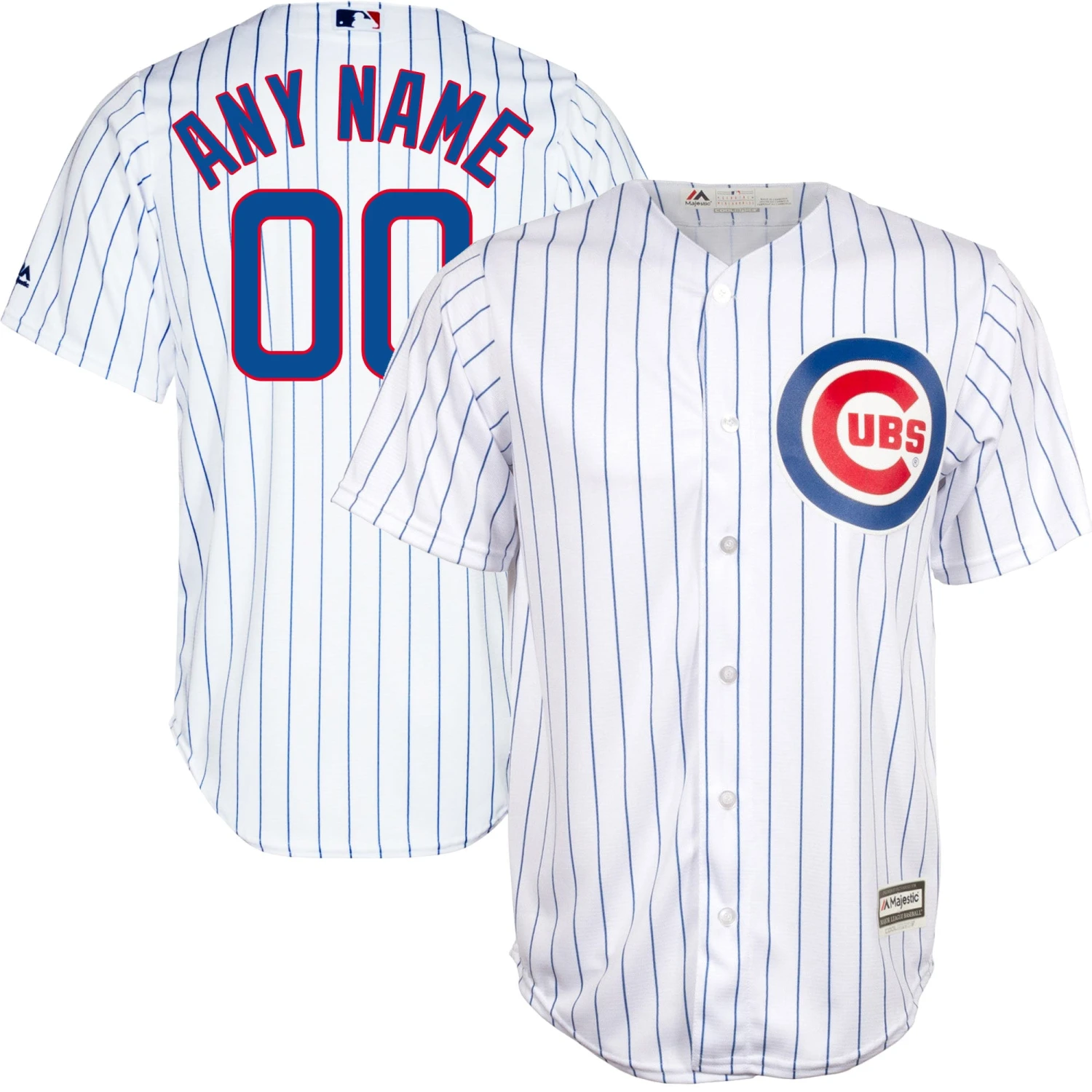 Custom Chicago Cubs Majestic Home Pinstripe Men's Replica Jersey 3 Custom Chicago Cubs Majestic Home Pinstripe Men's Replica Jersey