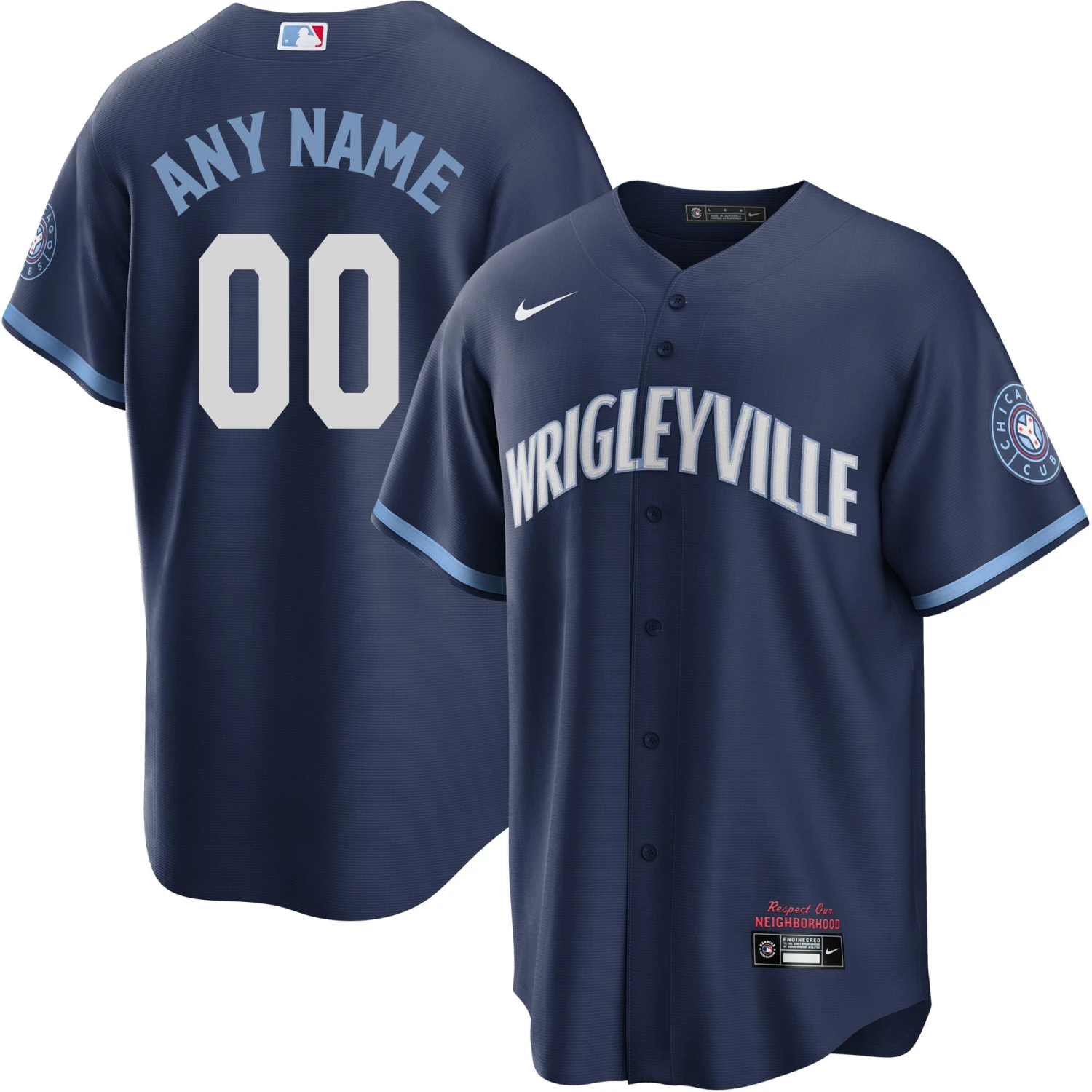 Custom Chicago Cubs City Connect Wrigleyville Nike Men's Replica Jersey 2 Custom Chicago Cubs City Connect Wrigleyville Nike Men's Replica Jersey