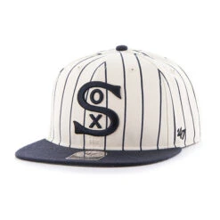 47 Chicago White Sox Cooperstown Natural Pinstripe Captain Snapback Hat