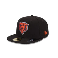 Chicago Bears Black 59Fifty Flatbill Hat With Bear Face Logo By New Era