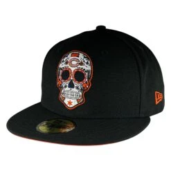 Chicago Bears Black/Orange Sugar Skull New Era 59FIFTY Fitted Hat