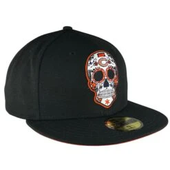 Chicago Bears Black/Orange Sugar Skull New Era 59FIFTY Fitted Hat -Hockey Store BEMHF199 4
