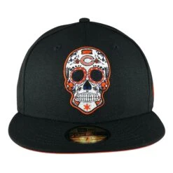 Chicago Bears Black/Orange Sugar Skull New Era 59FIFTY Fitted Hat -Hockey Store BEMHF199 5