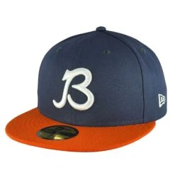 Chicago Bears B Script Logo Navy Orange New Era 59FIFTY Fitted Hat