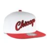 Chicago Bulls Mitchell & Ness Chicago Script White/Red Fitted Hat -Hockey Store BUMHF098 1