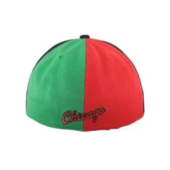 Chicago Bulls Black/Green/Red Tri-Color Mitchell & Ness Fitted Hat -Hockey Store BUMHF100 2