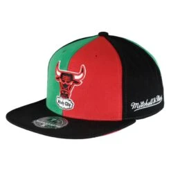 Chicago Bulls Black/Green/Red Tri-Color Mitchell & Ness Fitted Hat -Hockey Store BUMHF100 3