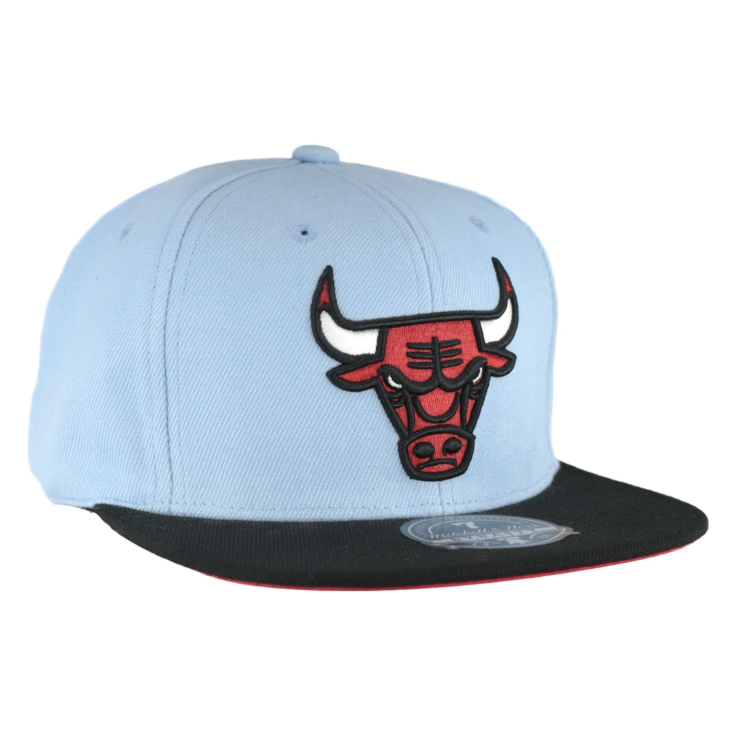 Chicago Bulls Mitchell & Ness Sky Blue/Black Fitted Hat 3 Chicago Bulls Mitchell & Ness Sky Blue/Black Fitted Hat