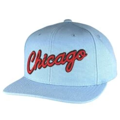 Mitchell & Ness Chicago Bulls Light Blue Chicago Script Snapback Hat