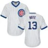 Fanatics David Bote Chicago Cubs Cooperstown White Pinstripe V-Neck Home Men's Jersey -Hockey Store Bote 13 Cooperstown White Vneck front and back