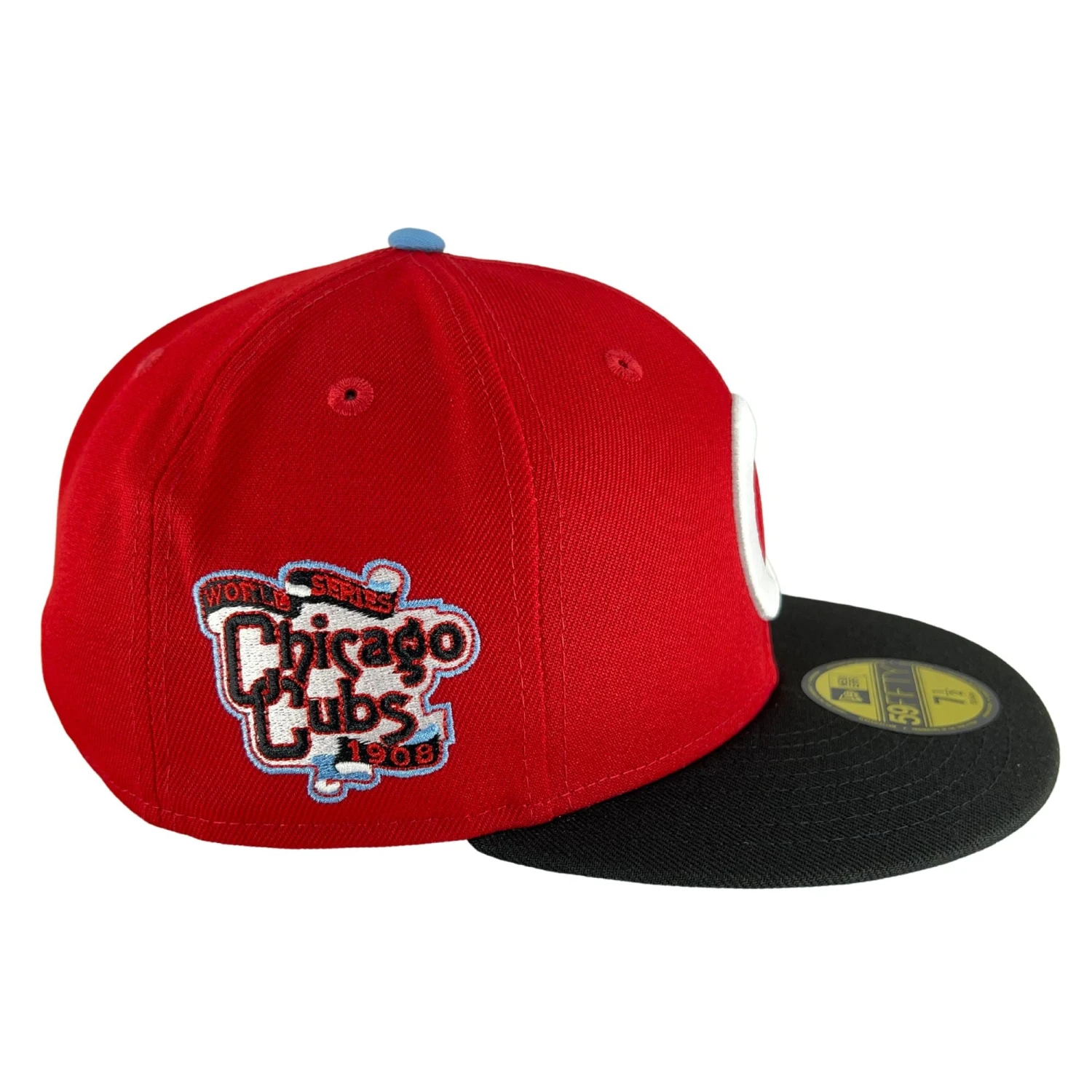 Chicago Cubs Red/Black/Sky UV New Era 59FIFTY Fitted Hat 6 Chicago Cubs Red/Black/Sky UV New Era 59FIFTY Fitted Hat - Image 4