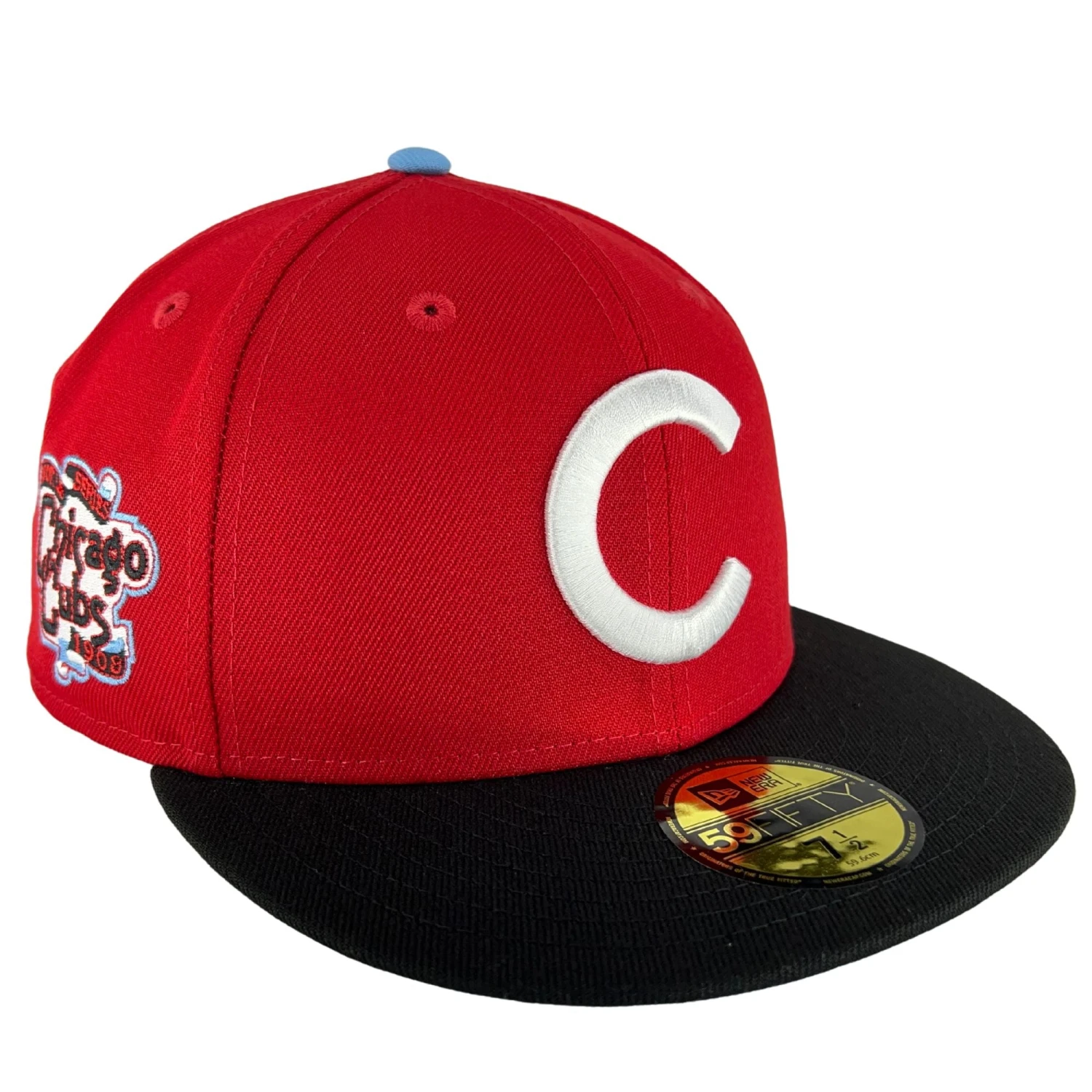 Chicago Cubs Red/Black/Sky UV New Era 59FIFTY Fitted Hat 3 Chicago Cubs Red/Black/Sky UV New Era 59FIFTY Fitted Hat