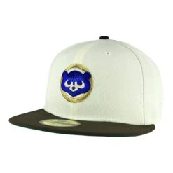 Chicago Cubs Chrome White/Walnut Brown JR 50th New Era 59FIFTY Fitted Hat -Hockey Store CUMHF482 3