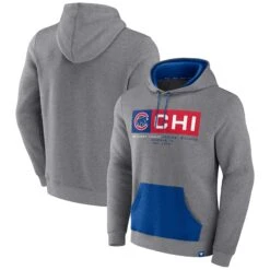 Fanatics Chicago Cubs Iconic Steppin Up Fleece Pullover Men's Hoodie - Heathered Gray/Royal