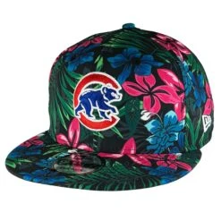 NEW ERA Chicago Cubs Black Floral Pattern Crawl Bear Snapback Hat