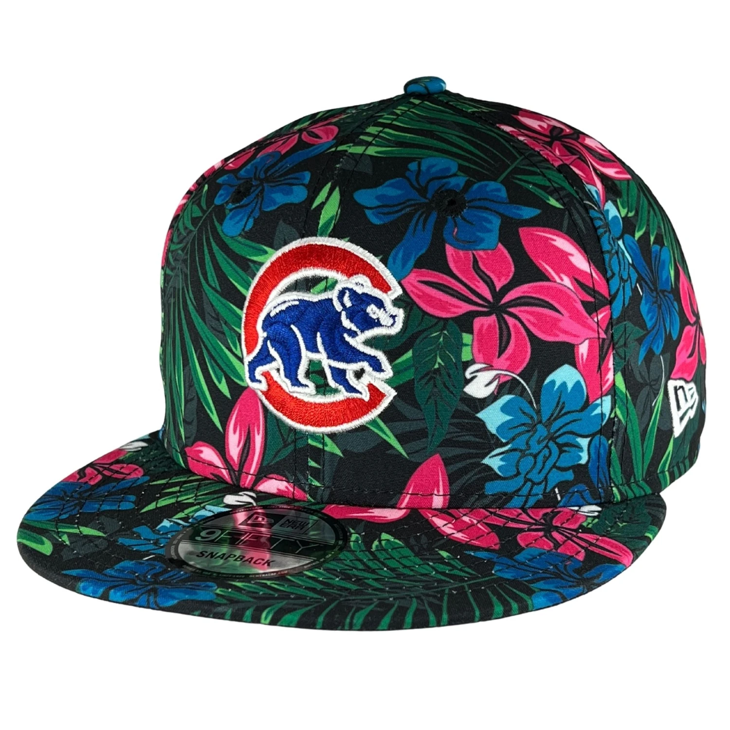 NEW ERA Chicago Cubs Black Floral Pattern Crawl Bear Snapback Hat 3 NEW ERA Chicago Cubs Black Floral Pattern Crawl Bear Snapback Hat