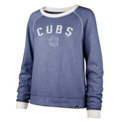 47 Chicago Cubs Women's Fade Out Royal Boyfriend Crewneck Sweatshirt