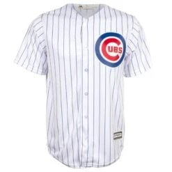 Custom Chicago Cubs Majestic Home Pinstripe Men's Replica Jersey 7 Custom Chicago Cubs Majestic Home Pinstripe Men's Replica Jersey -Hockey Store Cubs Majestic Home Jersey Front