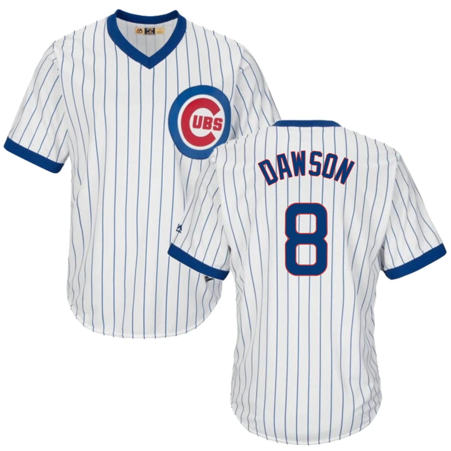 Fanatics Andre Dawson Chicago Cubs Cooperstown White Pinstripe V-Neck Home Men's Jersey 3 Fanatics Andre Dawson Chicago Cubs Cooperstown White Pinstripe V-Neck Home Men's Jersey