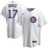 Nike Mark Grace Chicago Cubs Home Pinstripe Men's Replica Jersey -Hockey Store GRACE 17 Home front back