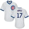 Fanatics Mark Grace Chicago Cubs Cooperstown White Pinstripe V-Neck Home Men's Jersey 2 Fanatics Mark Grace Chicago Cubs Cooperstown White Pinstripe V-Neck Home Men's Jersey -Hockey Store Grace 17 Cooperstown White Vneck front and back