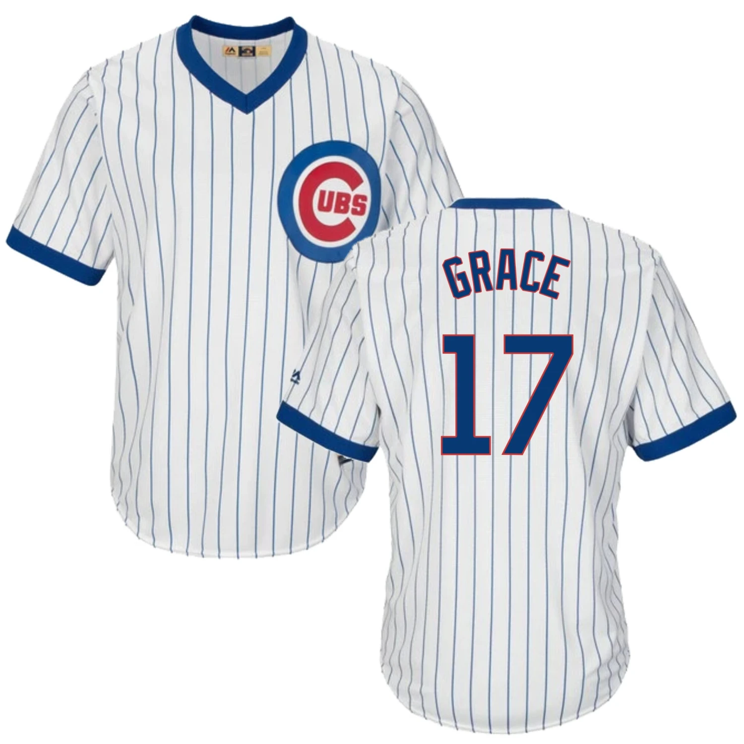 Fanatics Mark Grace Chicago Cubs Cooperstown White Pinstripe V-Neck Home Men's Jersey 3 Fanatics Mark Grace Chicago Cubs Cooperstown White Pinstripe V-Neck Home Men's Jersey