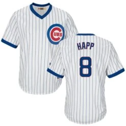 Fanatics Ian Happ Chicago Cubs Cooperstown White Pinstripe V-Neck Home Men's Jersey