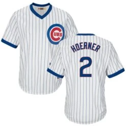 Fanatics Nico Hoerner Chicago Cubs Cooperstown White Pinstripe V-Neck Home Men's Jersey