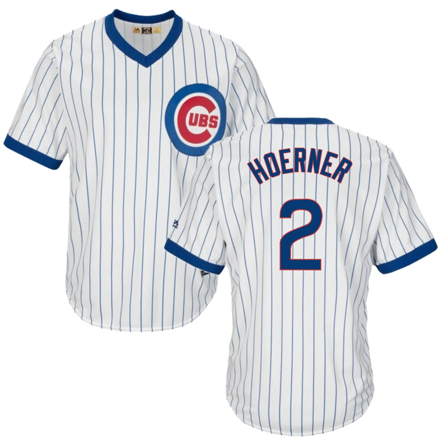 Fanatics Nico Hoerner Chicago Cubs Cooperstown White Pinstripe V-Neck Home Men's Jersey 3 Fanatics Nico Hoerner Chicago Cubs Cooperstown White Pinstripe V-Neck Home Men's Jersey