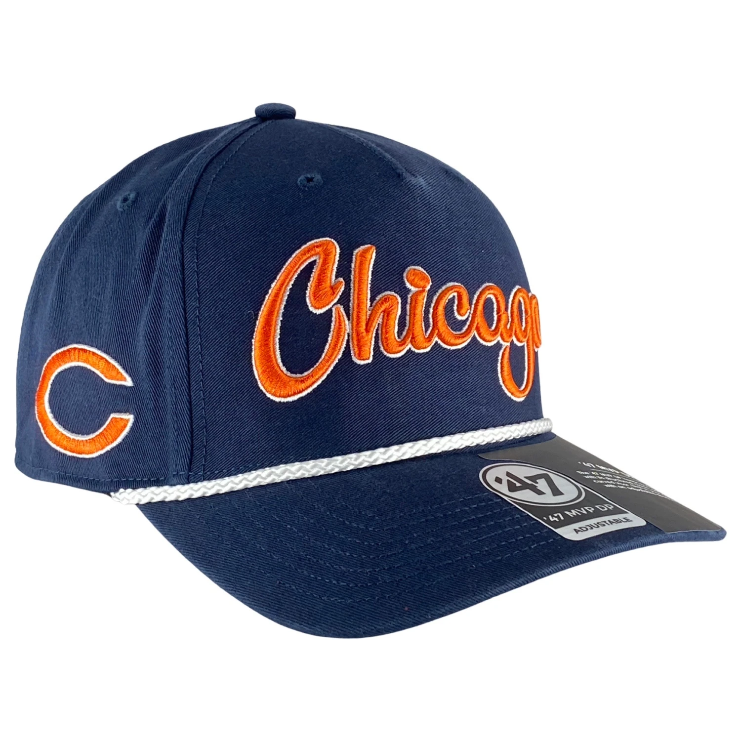 Chicago Bears Navy Overhand Rope Script Adjustable Hat 3 Chicago Bears Navy Overhand Rope Script Adjustable Hat