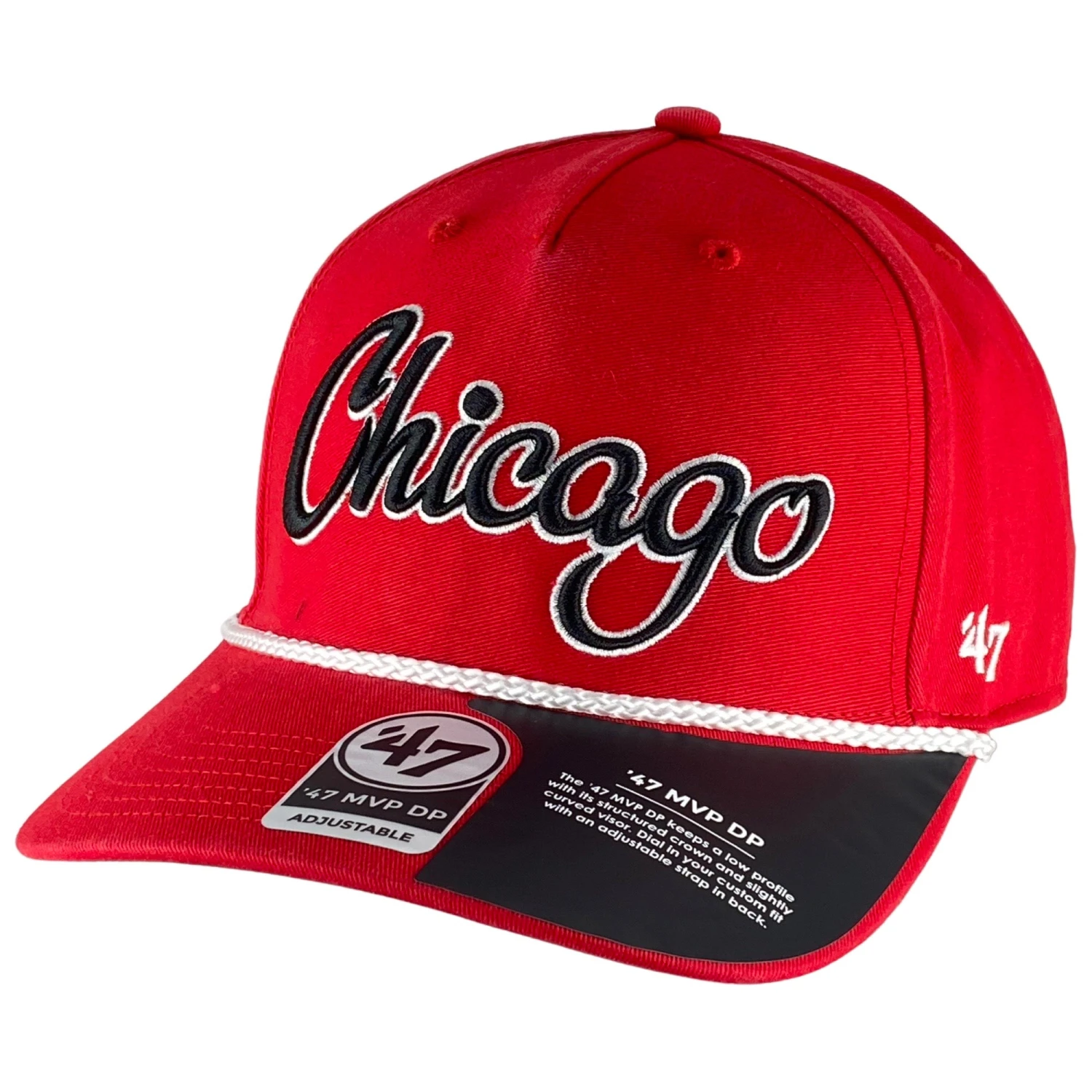 '47 BRAND Chicago Blackhawks Red Overhand Rope Script Snapback Hat 4 '47 BRAND Chicago Blackhawks Red Overhand Rope Script Snapback Hat - Image 2