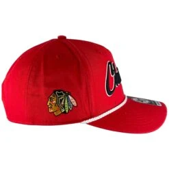 '47 BRAND Chicago Blackhawks Red Overhand Rope Script Snapback Hat 11 '47 BRAND Chicago Blackhawks Red Overhand Rope Script Snapback Hat -Hockey Store IMG 4269