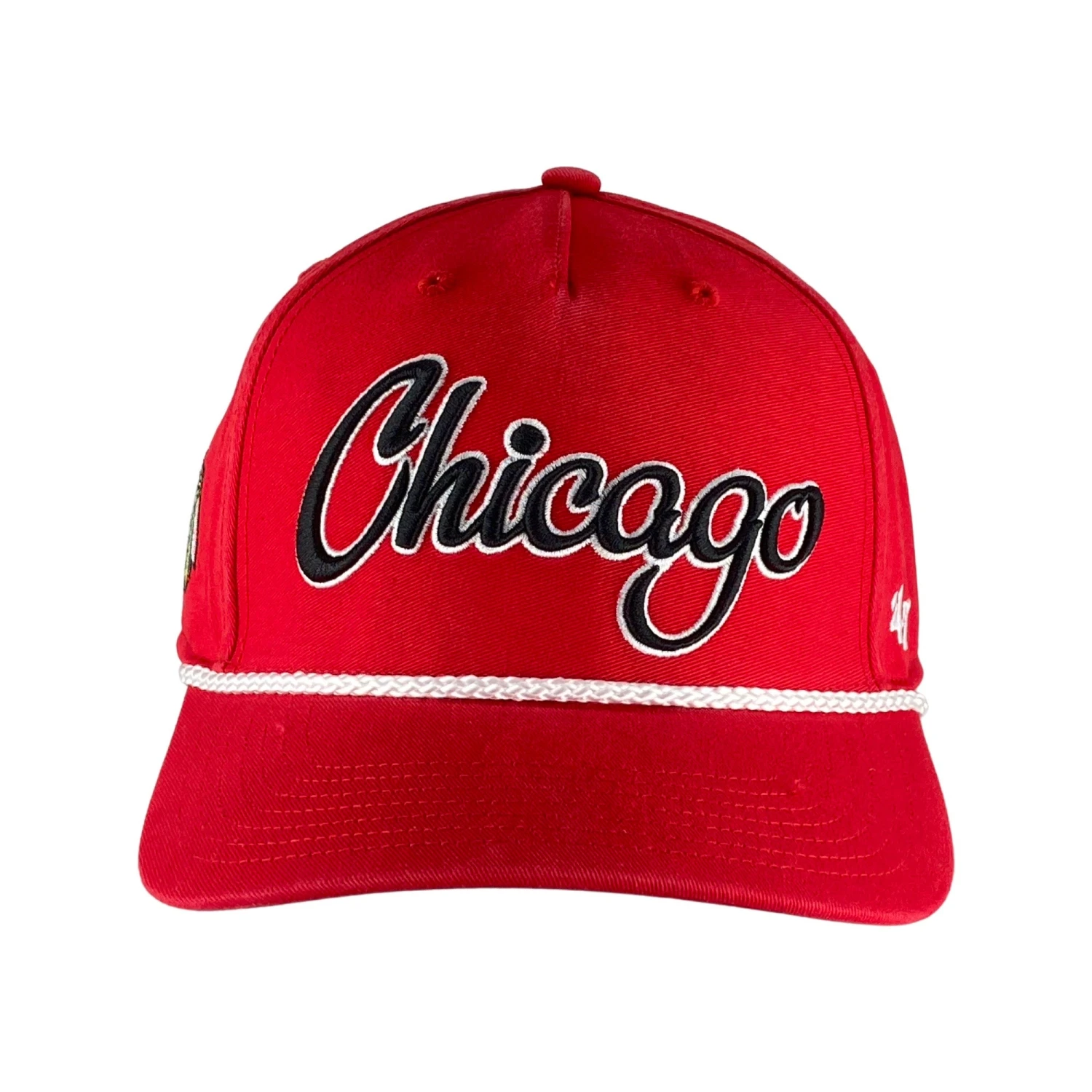 '47 BRAND Chicago Blackhawks Red Overhand Rope Script Snapback Hat 5 '47 BRAND Chicago Blackhawks Red Overhand Rope Script Snapback Hat - Image 3