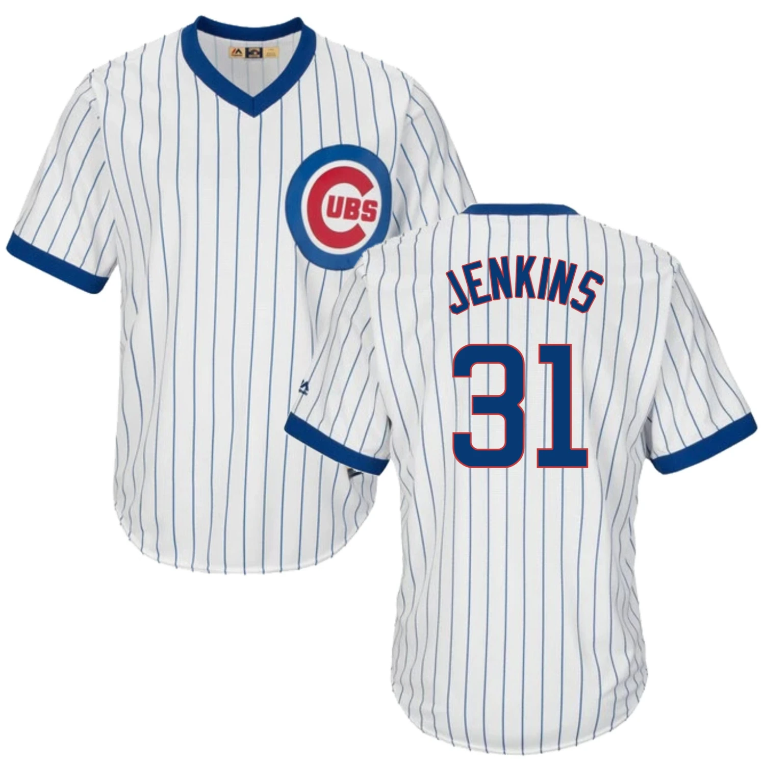 Fanatics Fergie Jenkins Chicago Cubs Cooperstown White Pinstripe V-Neck Home Men's Jersey 3 Fanatics Fergie Jenkins Chicago Cubs Cooperstown White Pinstripe V-Neck Home Men's Jersey
