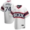 Eloy Jimenez Chicago White Sox Nike Home White Cooperstown Replica Jersey -Hockey Store Jimenez 74 Cooperstown Jersey Front and Back