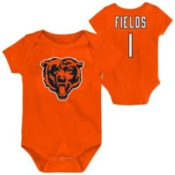 Justin Fields Chicago Bears Orange Baby Onesie