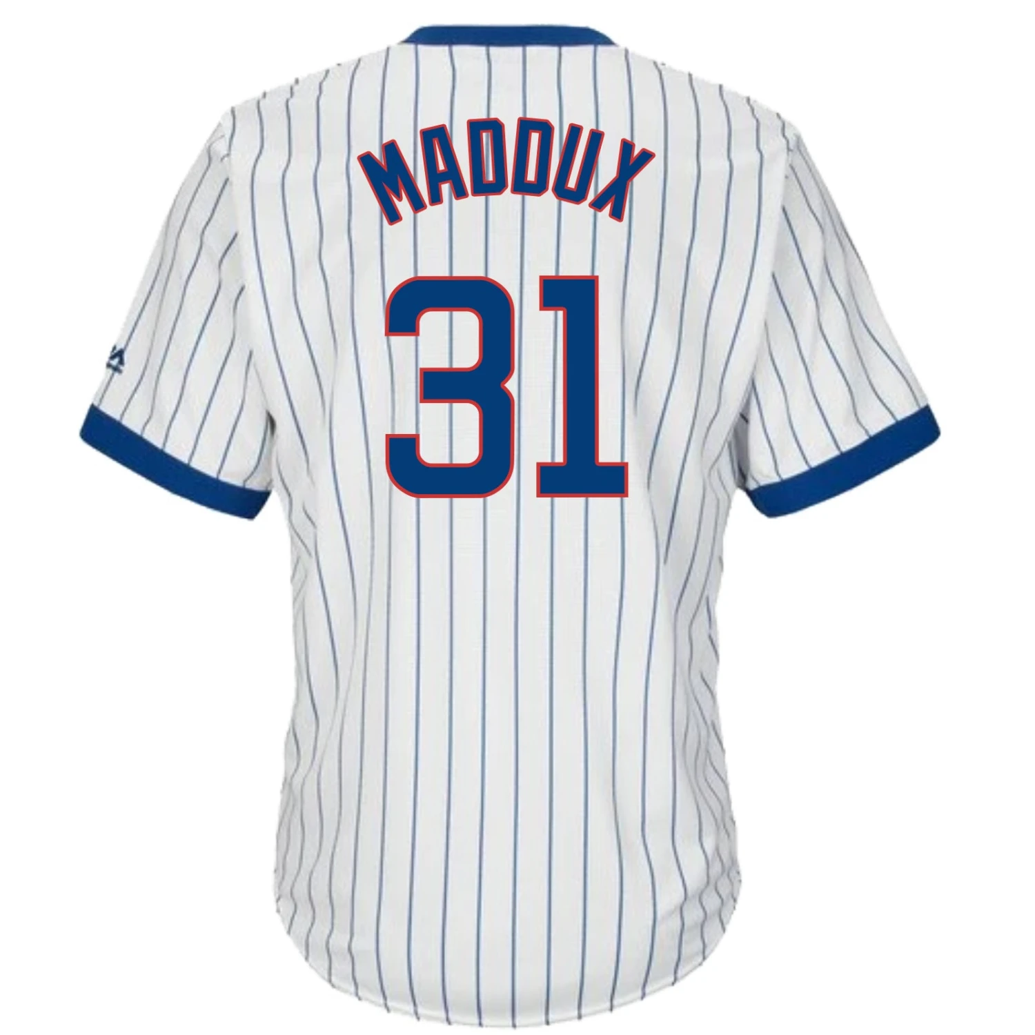 Fanatics Greg Maddux Chicago Cubs Cooperstown White Pinstripe V-Neck Home Men's Jersey 4 Fanatics Greg Maddux Chicago Cubs Cooperstown White Pinstripe V-Neck Home Men's Jersey - Image 2