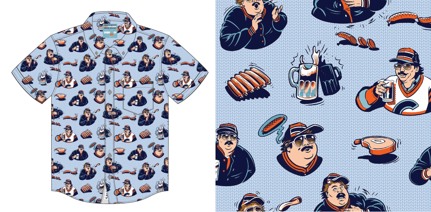 RSVLTS Chicago Bears Superfan SNL Button Down Shirt 3 RSVLTS Chicago Bears Superfan SNL Button Down Shirt